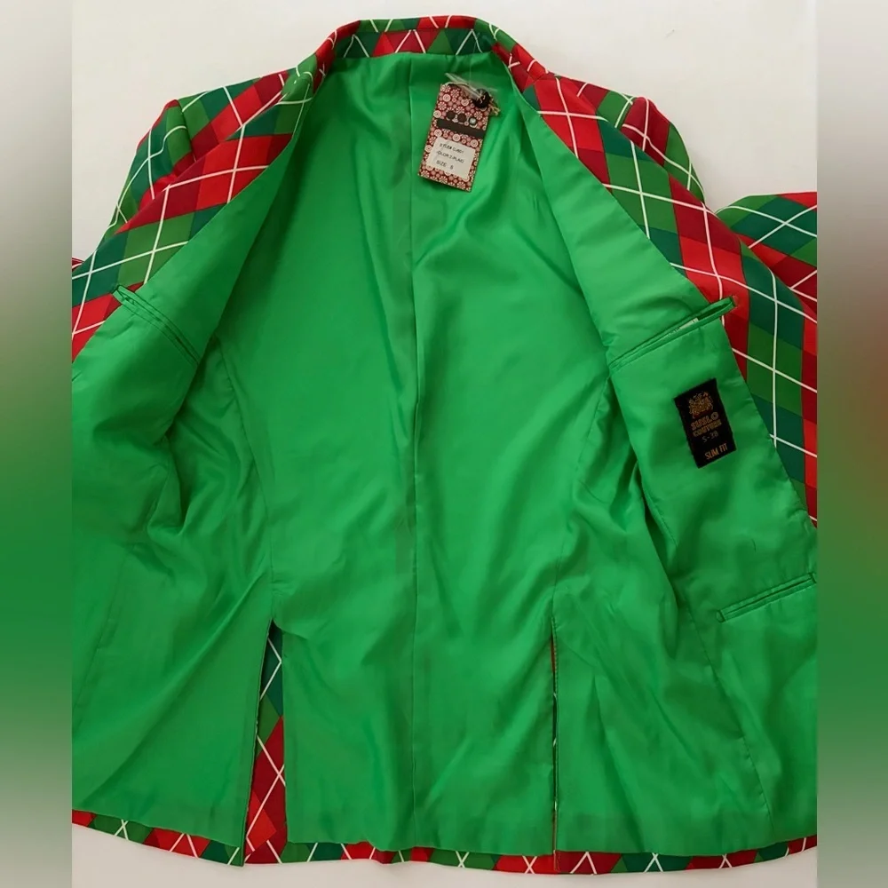 Suslo Couture Blazer Jacket Green Red NWT size Small size 38 - Picture 14 of 14